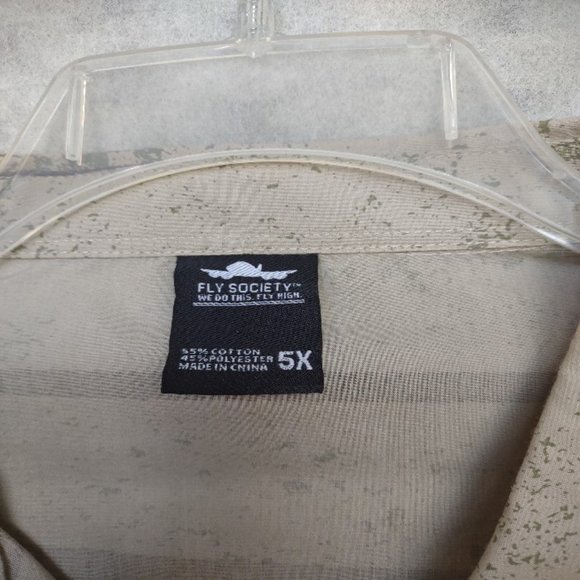 New Fly Society Tan Striped Button Up Shirt Size 5X - Picture 3 of 6